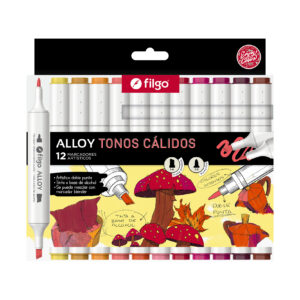 Marcadores Artísticos Doble Punta Alloy X12 Tonos Cálidos