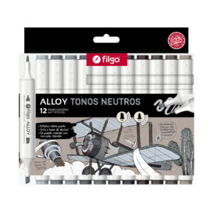 Marcadores Artísticos Doble Punta Alloy X12 Tonos neutros