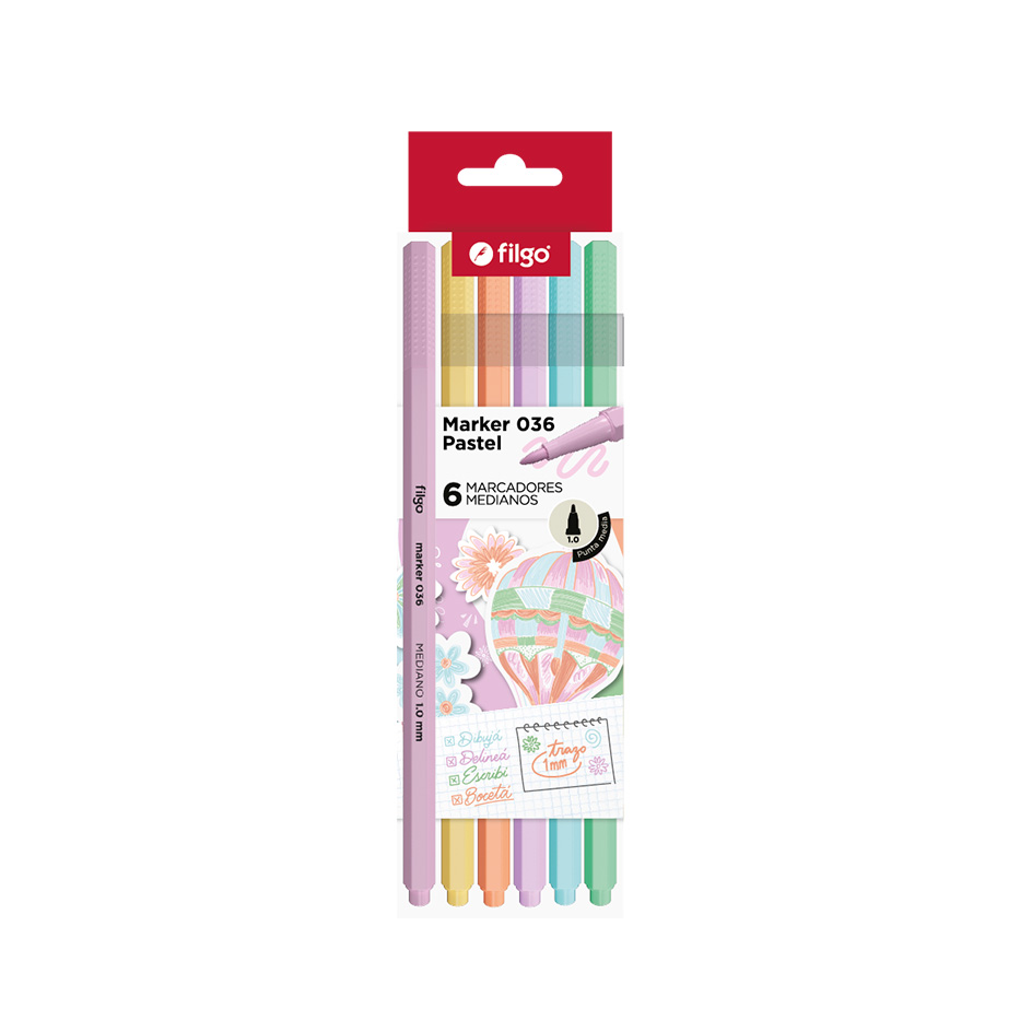 Marcador 1mm Marker 036 Pastel x6