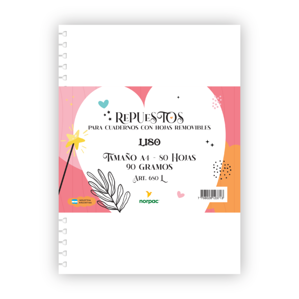 Repuesto A5 LISO x80 hojas de 90 gramos