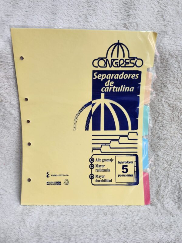 Separadores de cartulina Congreso A4