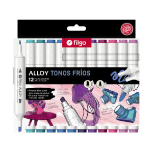Marcadores Artísticos Doble Punta Alloy X12 Tonos fríos