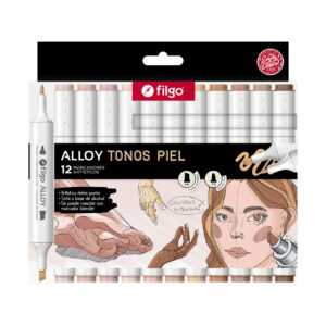Marcadores Artísticos Doble Punta Alloy X12 Tonos pieles