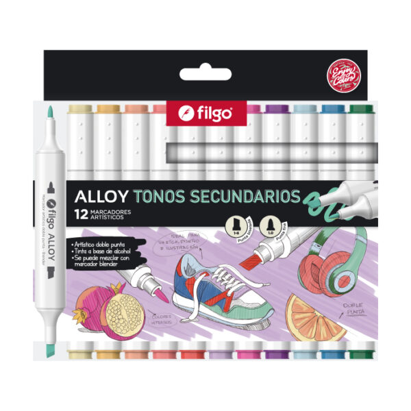 Marcadores Artísticos Filgo Doble Punta Alloy X12 Tonos secundarios