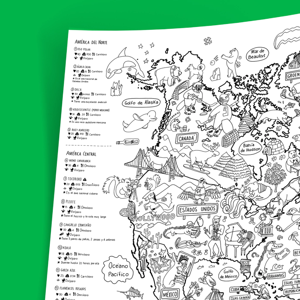 Mapas para pintar "Proyecto Animales de América" - Image 7