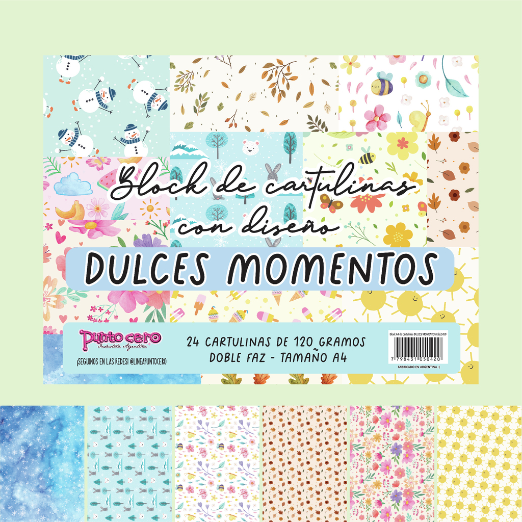 Block A4 de cartulinas DULCES MOMENTOS