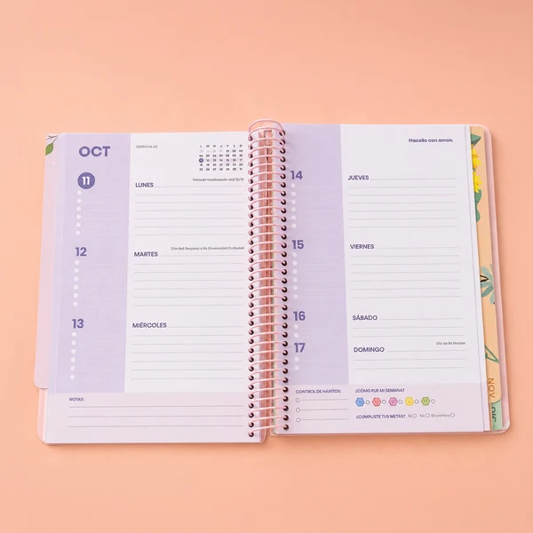 Agenda PREMIUM A5 - SEMANAL - FLORES - Imagen 5
